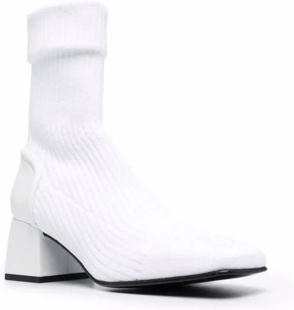 Courrèges ribbed-knit ankle boots White