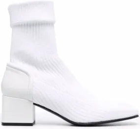 Courrèges ribbed-knit ankle boots White