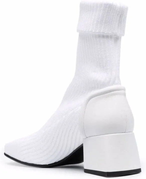 Courrèges ribbed-knit ankle boots White