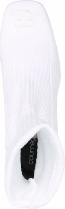 Courrèges ribbed-knit ankle boots White