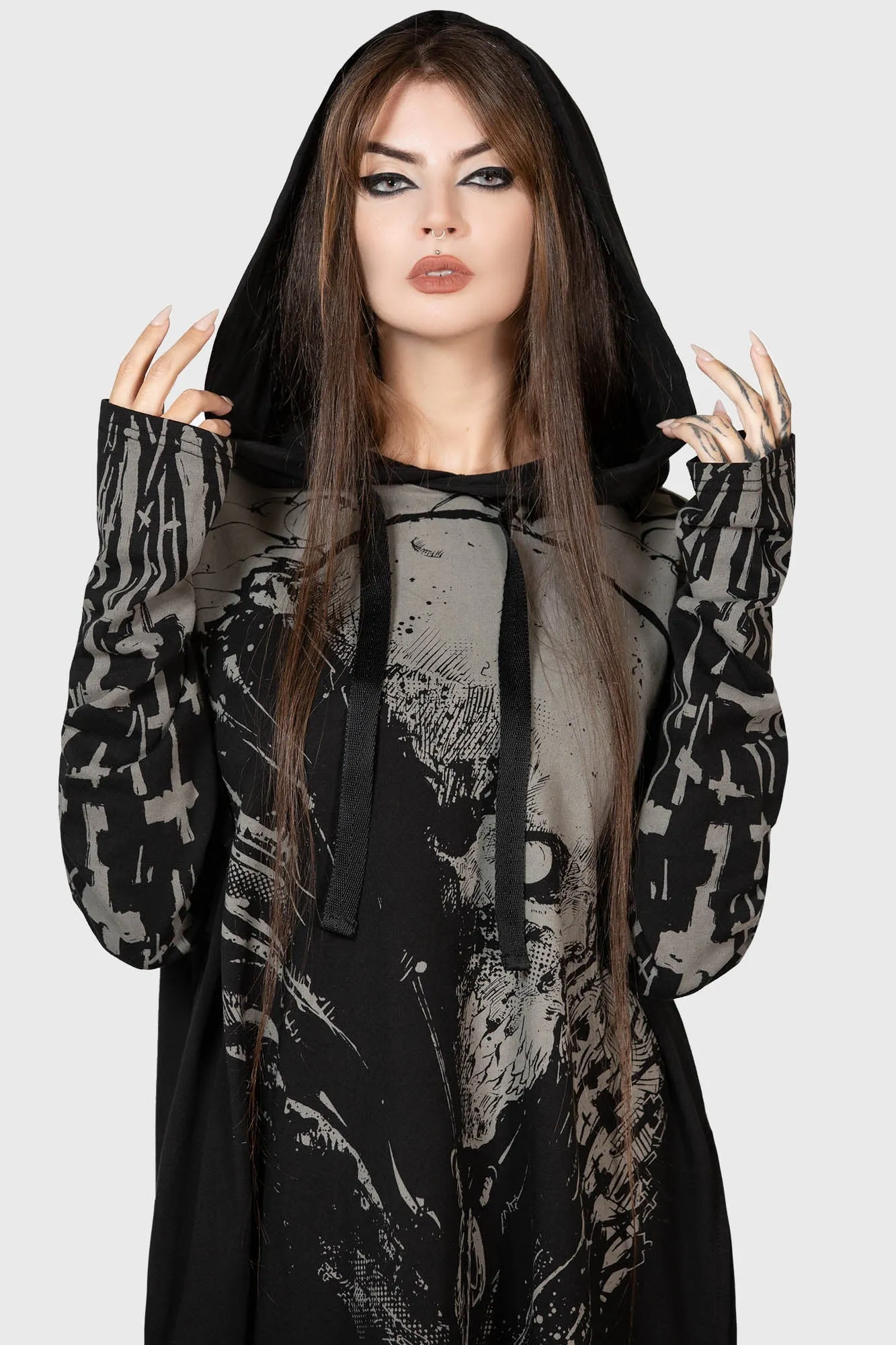 Cross The Bear Longline Hoodie Resurrect