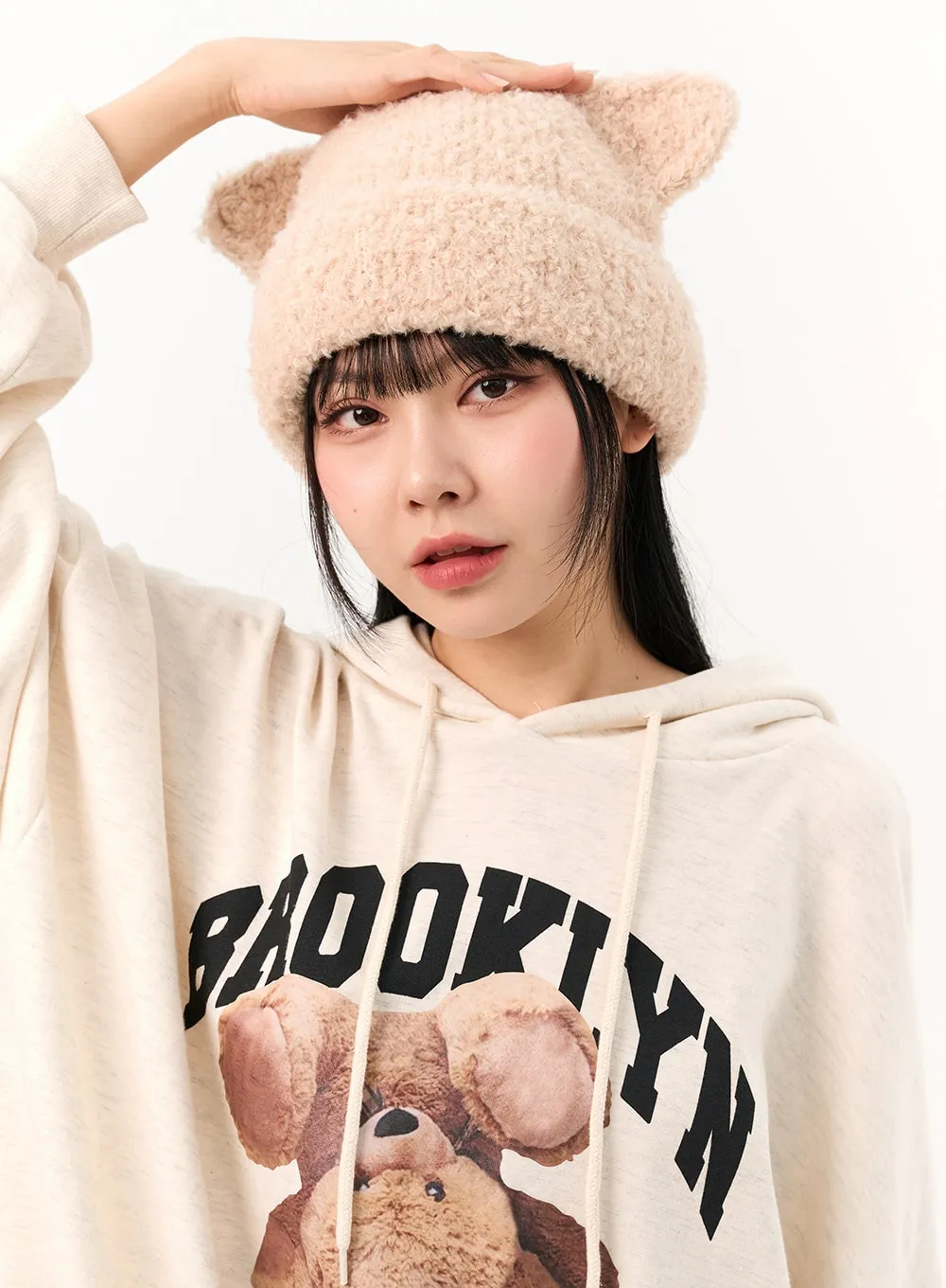 Cute Loose-Fit Graphic Hoodie IO317