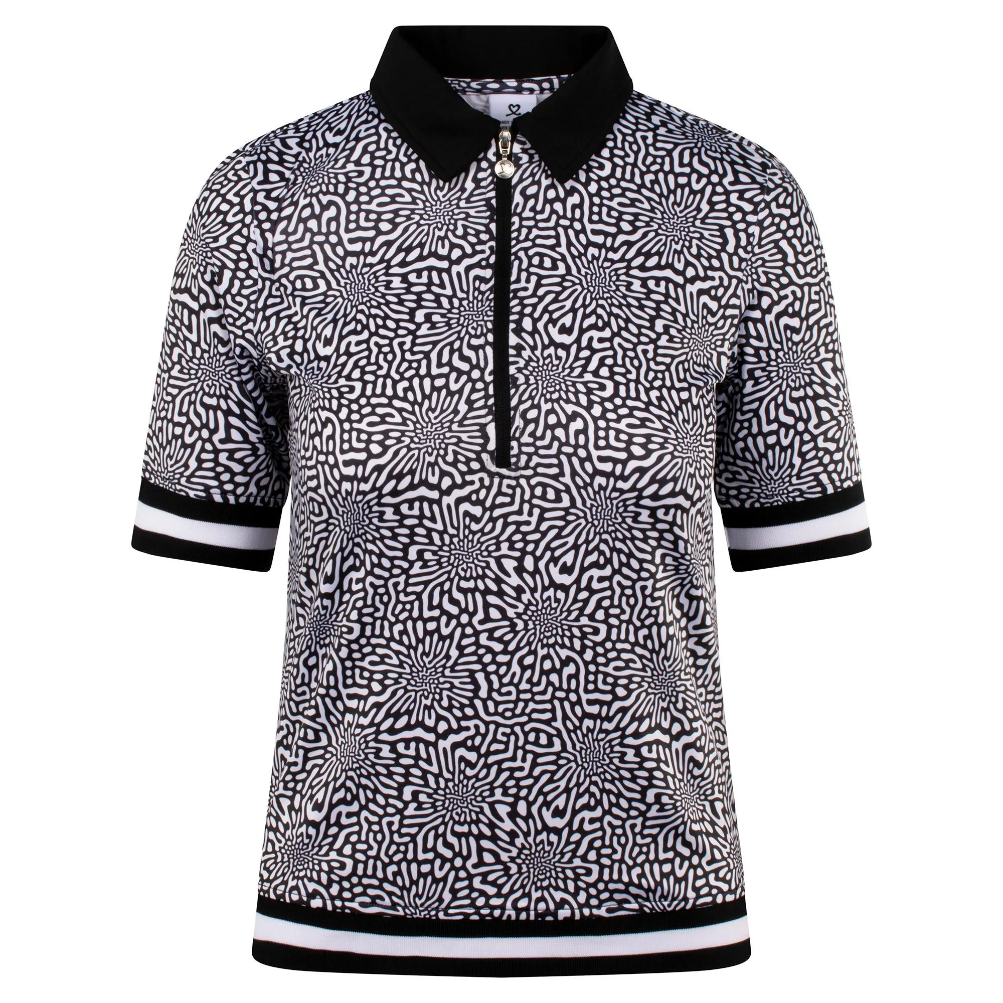 Daily Sports Kyoto Ladies 1/2 Sleeve Golf Polo Shirt Monochrome Black