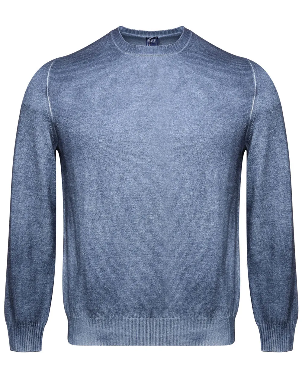 Dark Blue Spray-Dyed Crewneck Sweater