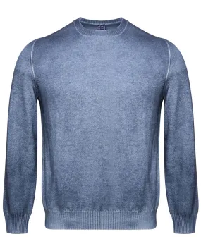 Dark Blue Spray-Dyed Crewneck Sweater