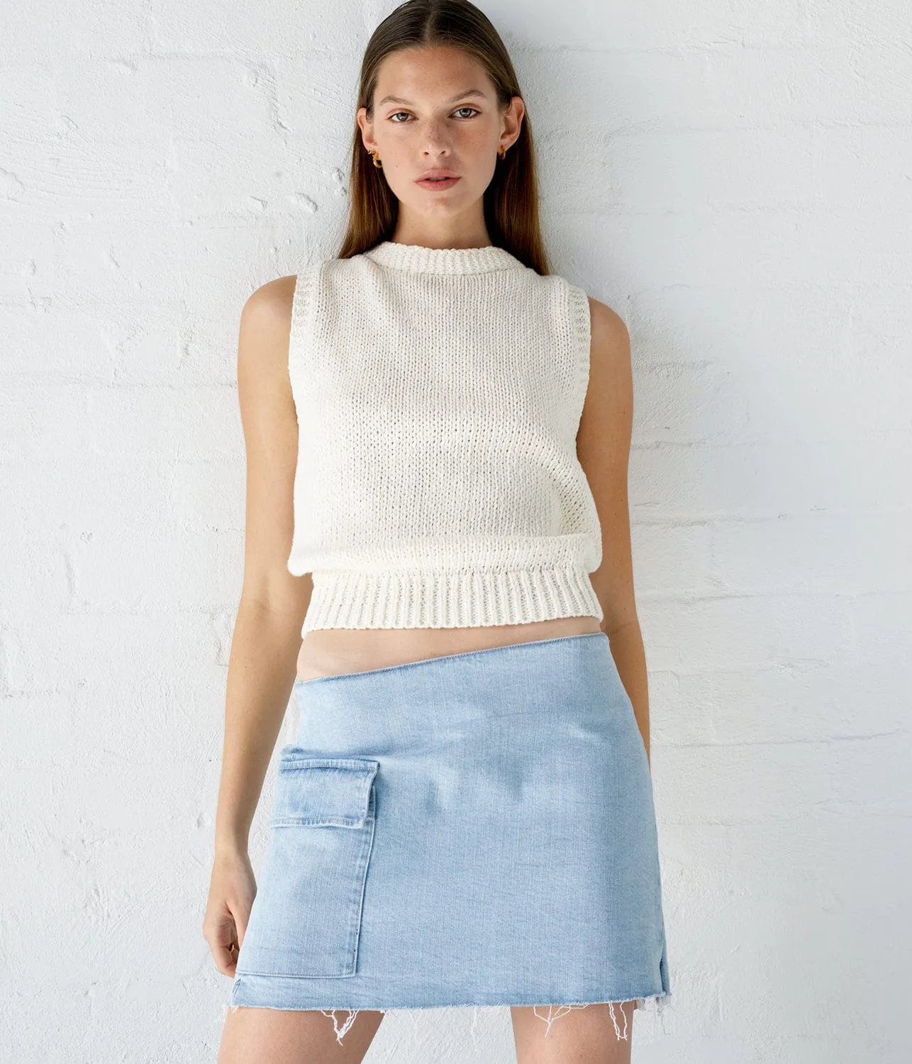 DENIM UTILITY MINI SKIRT- LIGHT VINTAGE