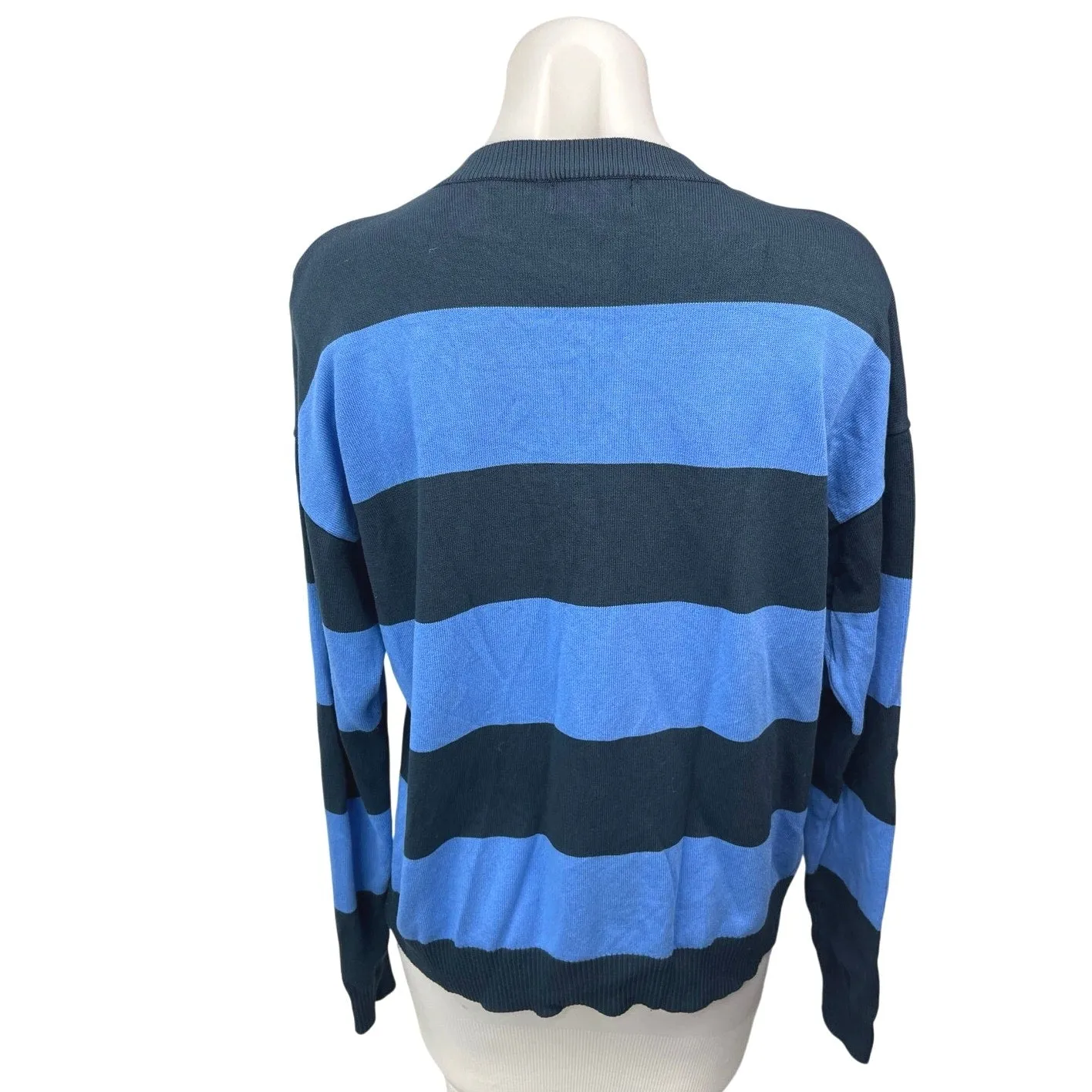 Edikted Navy Blue Striped Colorblock Crew Neck Pullover Sweater Top Size XS/S