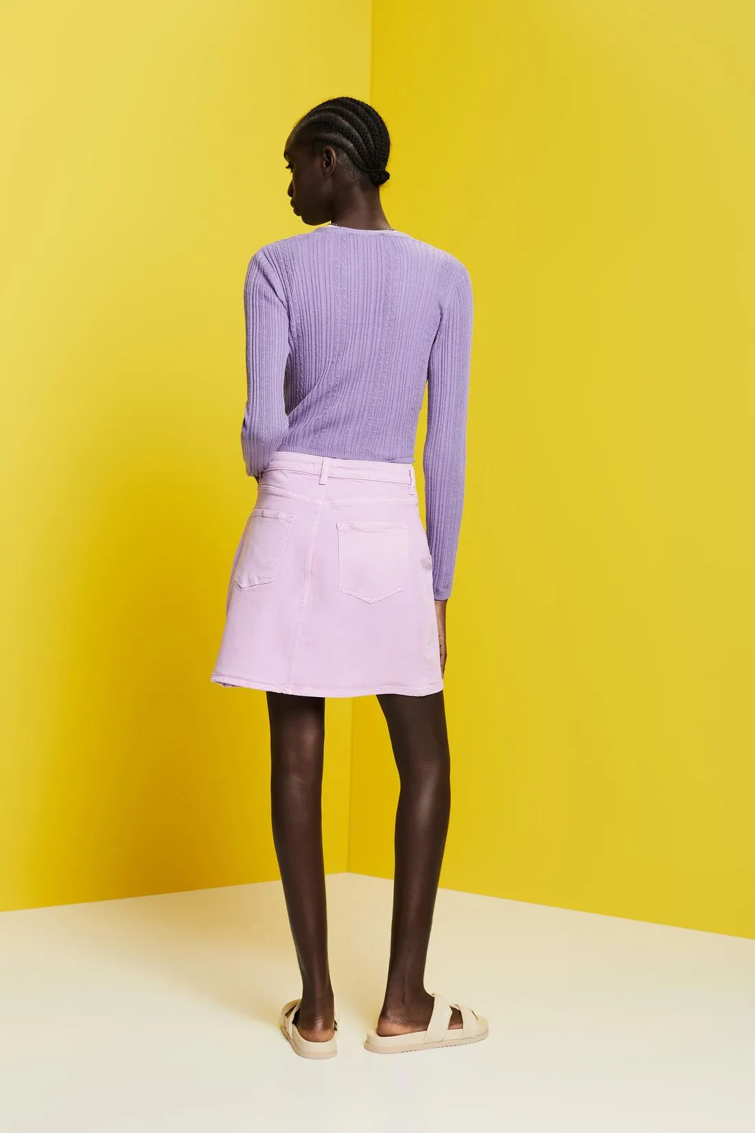 Esprit Colored Denim Mini Skirt In Lilac