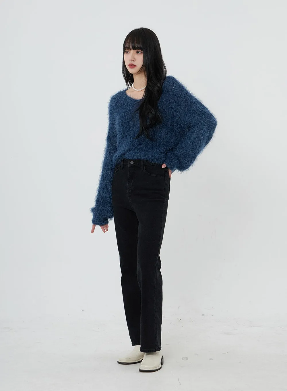 Faux Fur V-Neck Sweater OD21