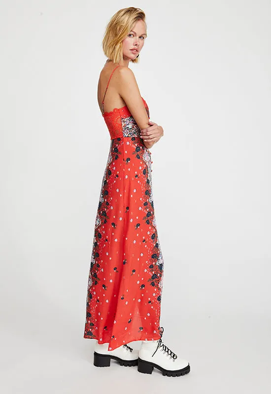 Free People - Red Multi Morning Song Printed Maxi Dress