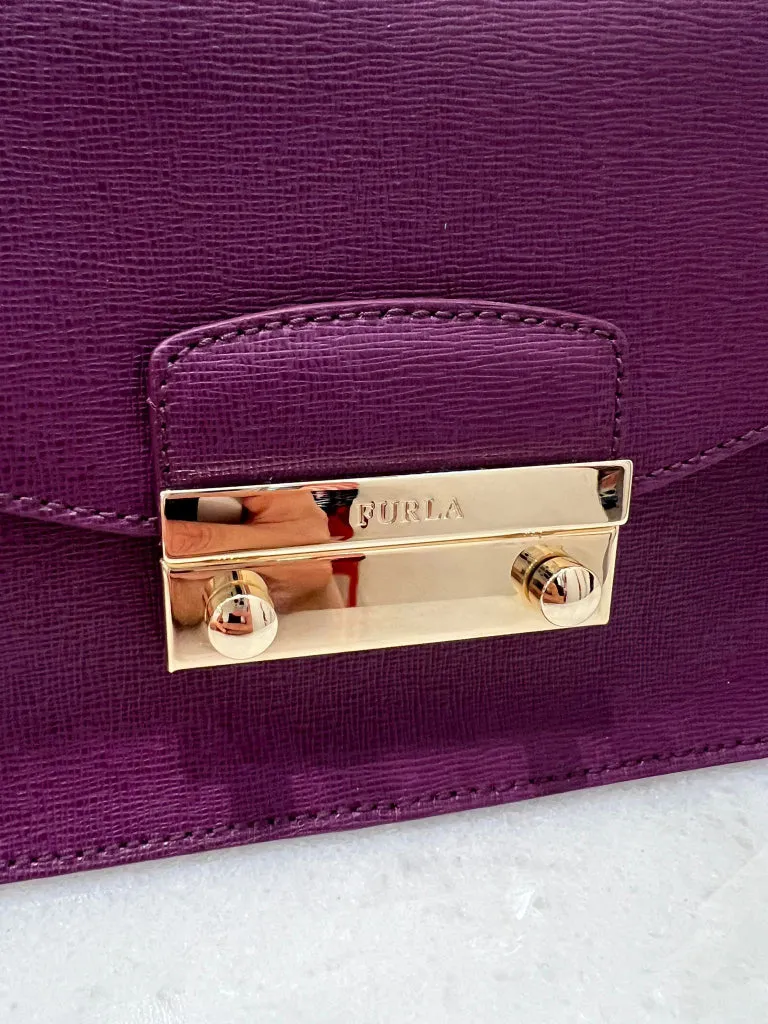 Furla Purple  Grape Structured Crossbody Bag