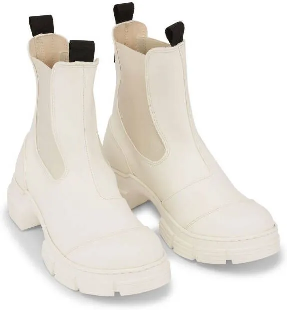 GANNI chunky slip-on boots White