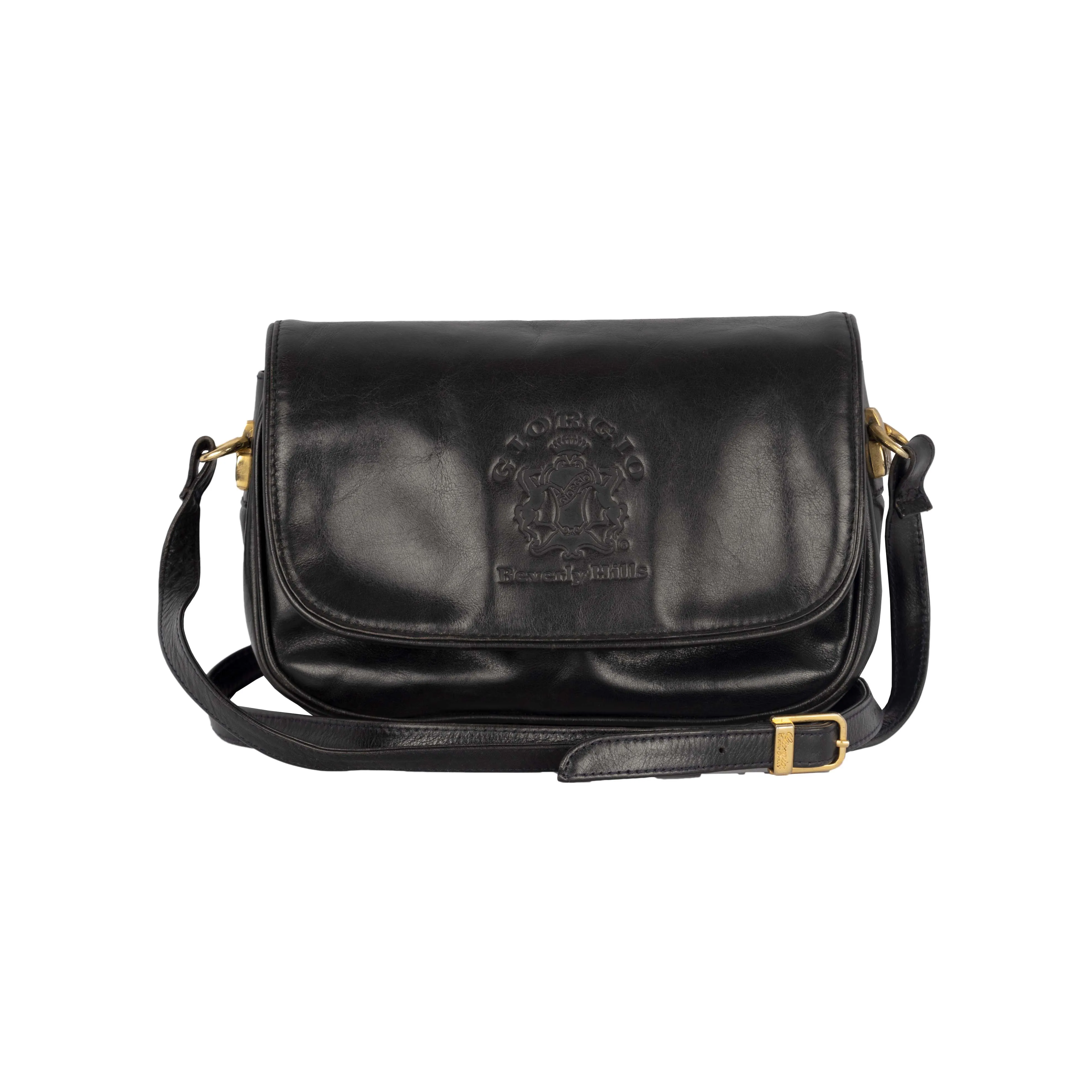 Giorgio Beverly Hills Black Leather Crossbody Bag - '10s