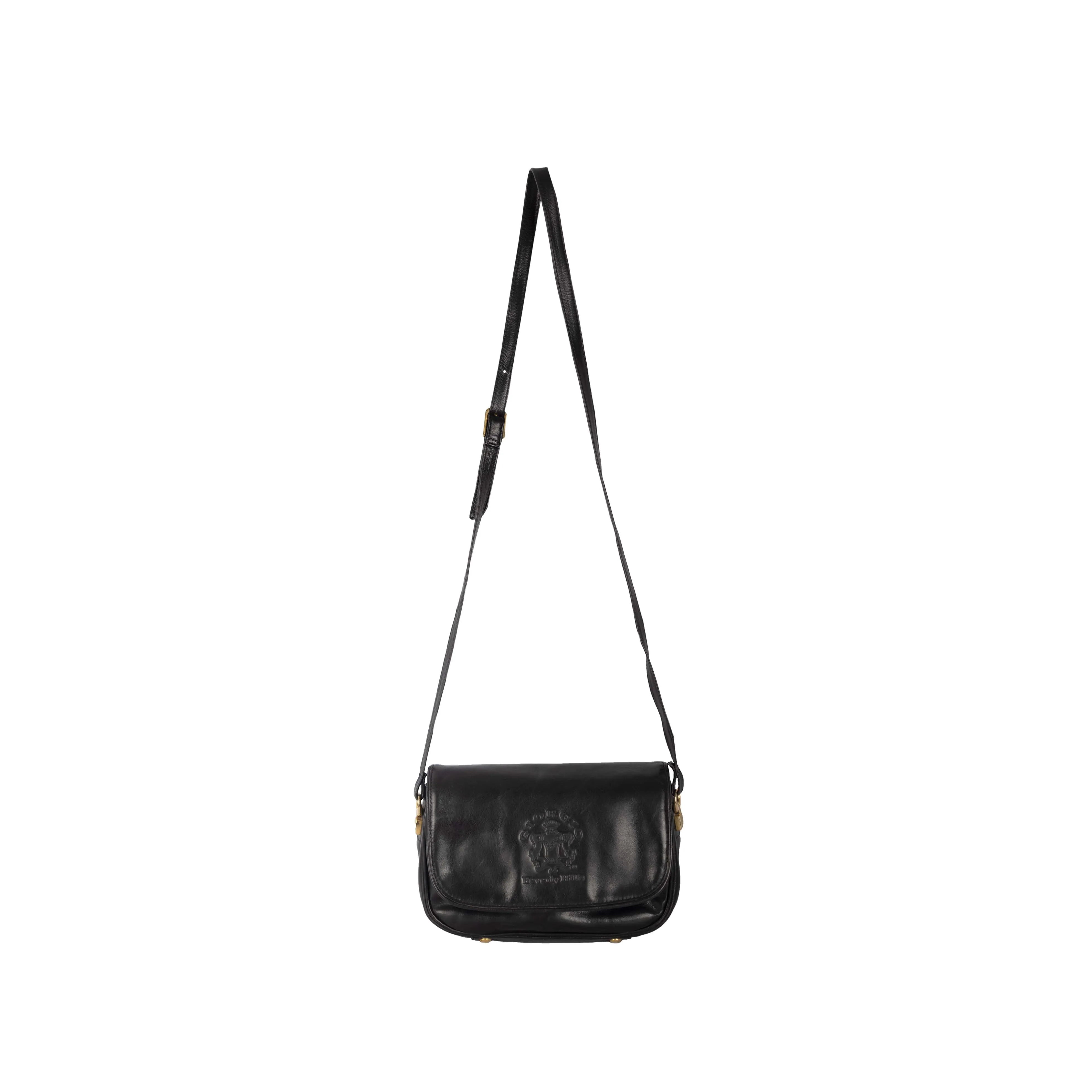 Giorgio Beverly Hills Black Leather Crossbody Bag - '10s