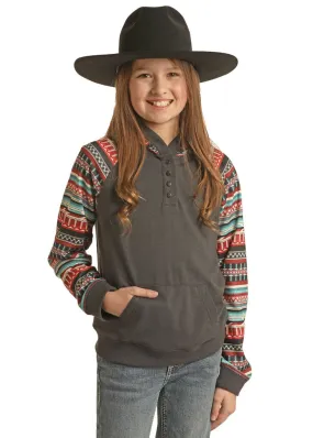 Girl's Rock & Roll Contrast Sleeve Hoodie