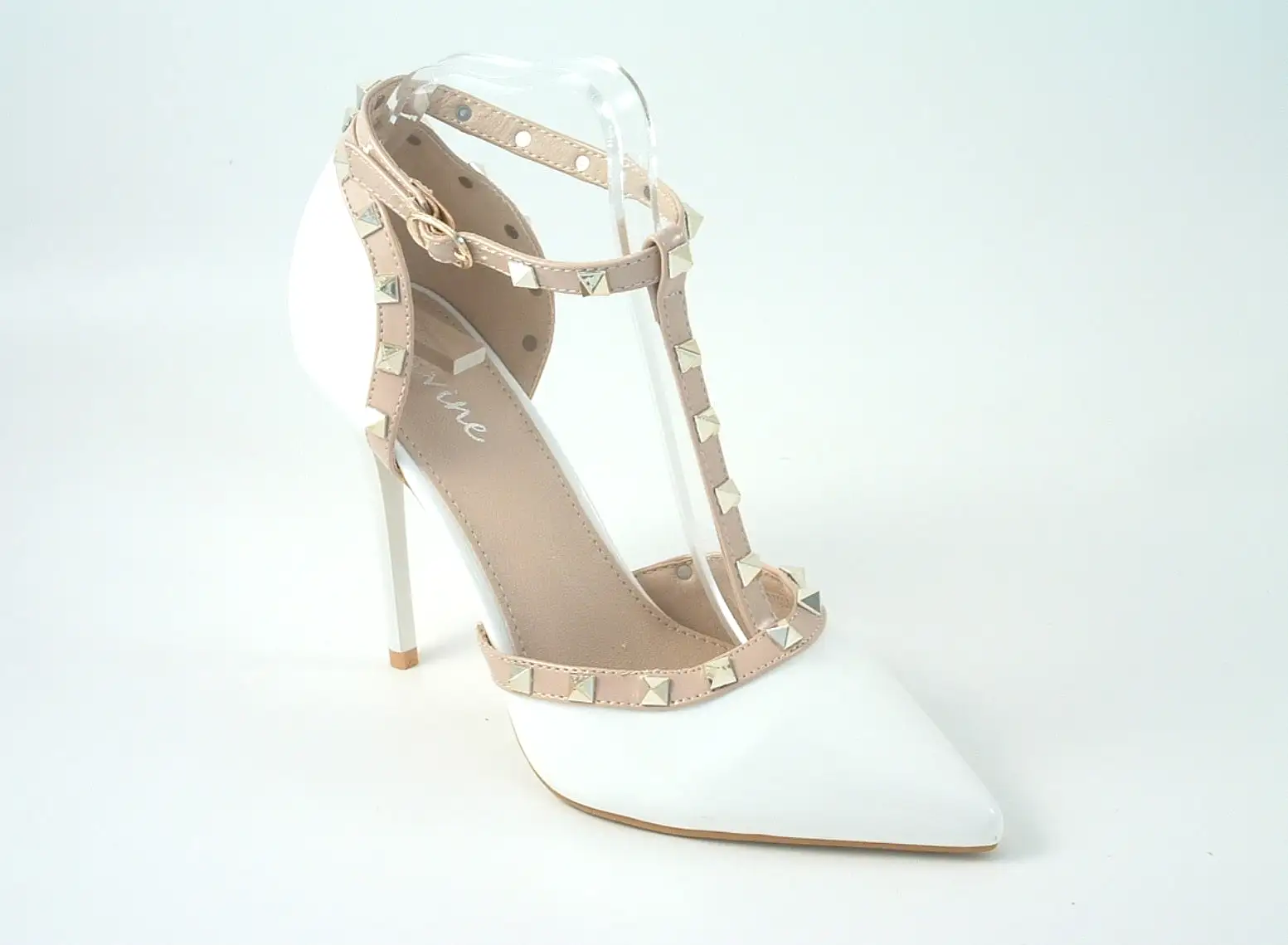 Glitz Shoes Cassidy Studded T Bar Court Shoe