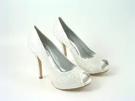 Glitz Shoes Diamante Peep Toe Court Shoe