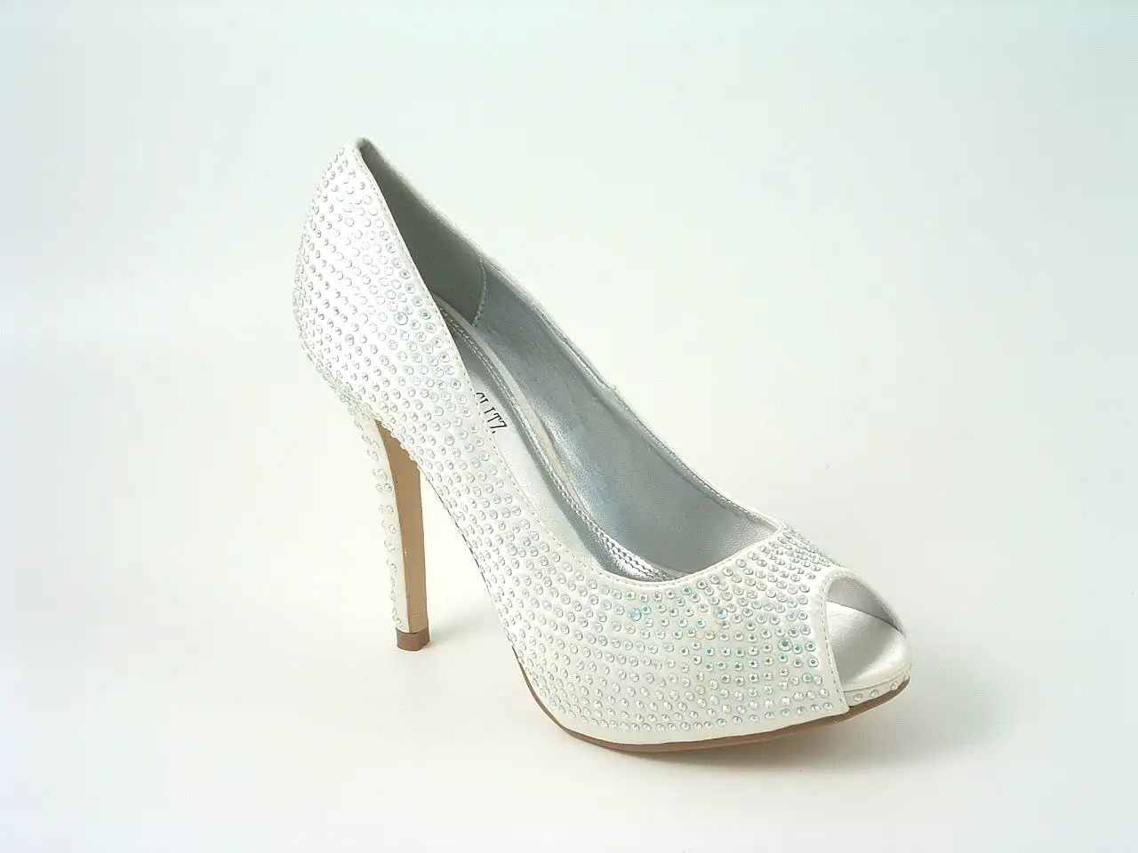 Glitz Shoes Diamante Peep Toe Court Shoe