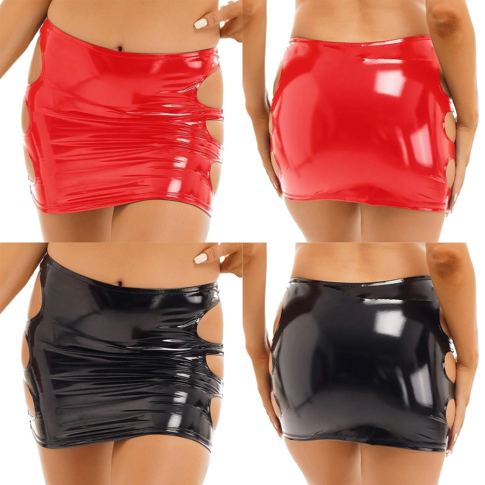 Glossy Patent Leather Pencil Mini Hip Skirt