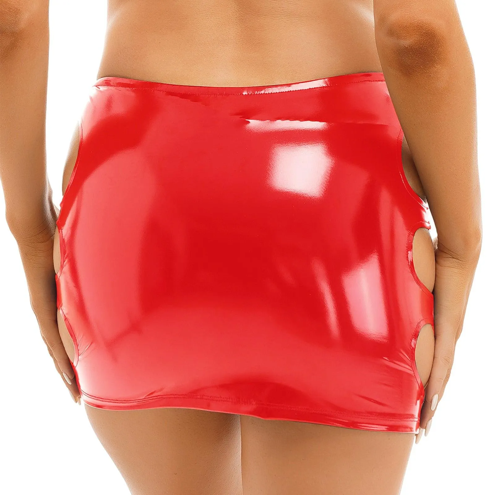 Glossy Patent Leather Pencil Mini Hip Skirt