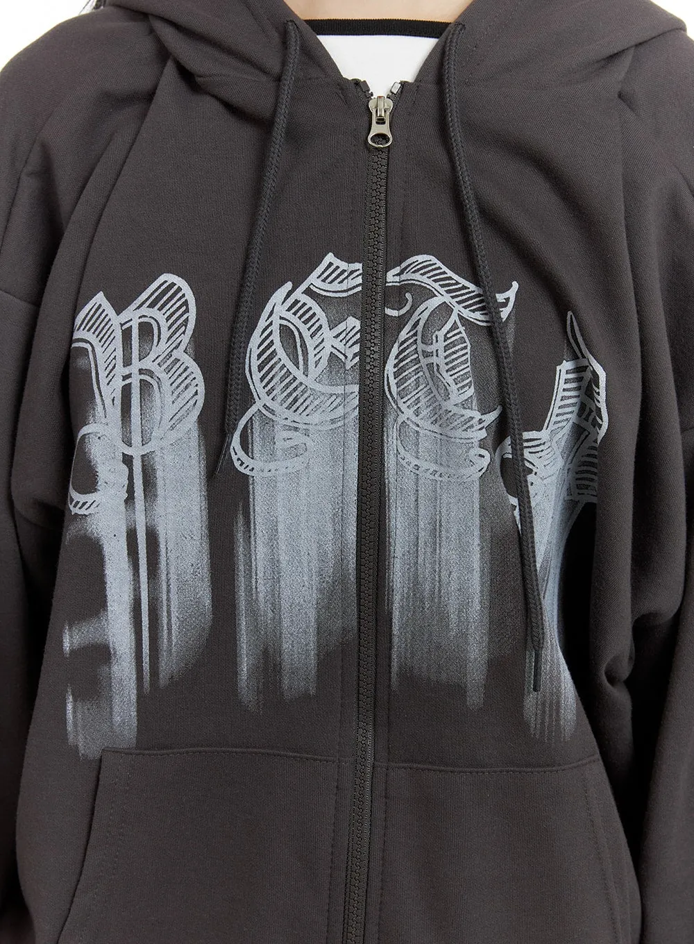 Graphic Lettering Oversized Hoodie Jacket OM426