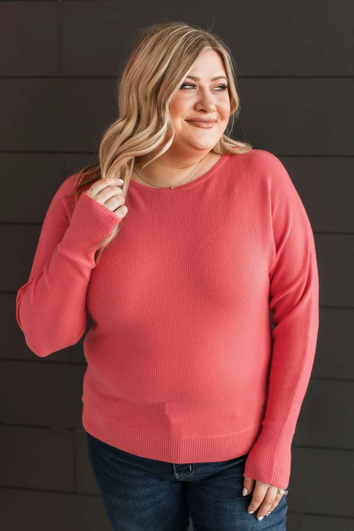 Hearts Beat Together Knit Sweater- Coral