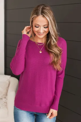 Hearts Beat Together Knit Sweater- Fuchsia