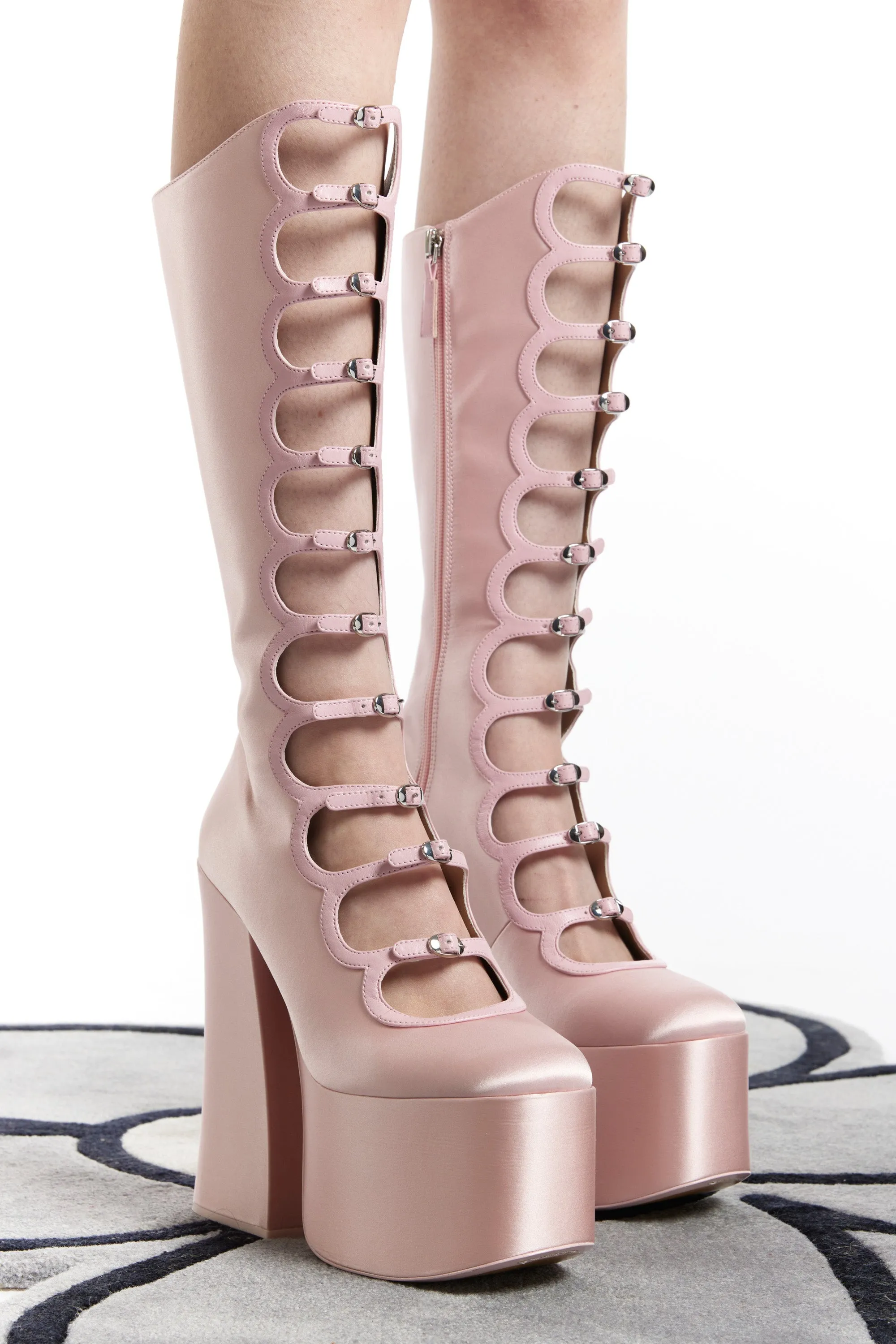 HEAVEN - SATIN MULTI BUCKLE KIKI BOOT