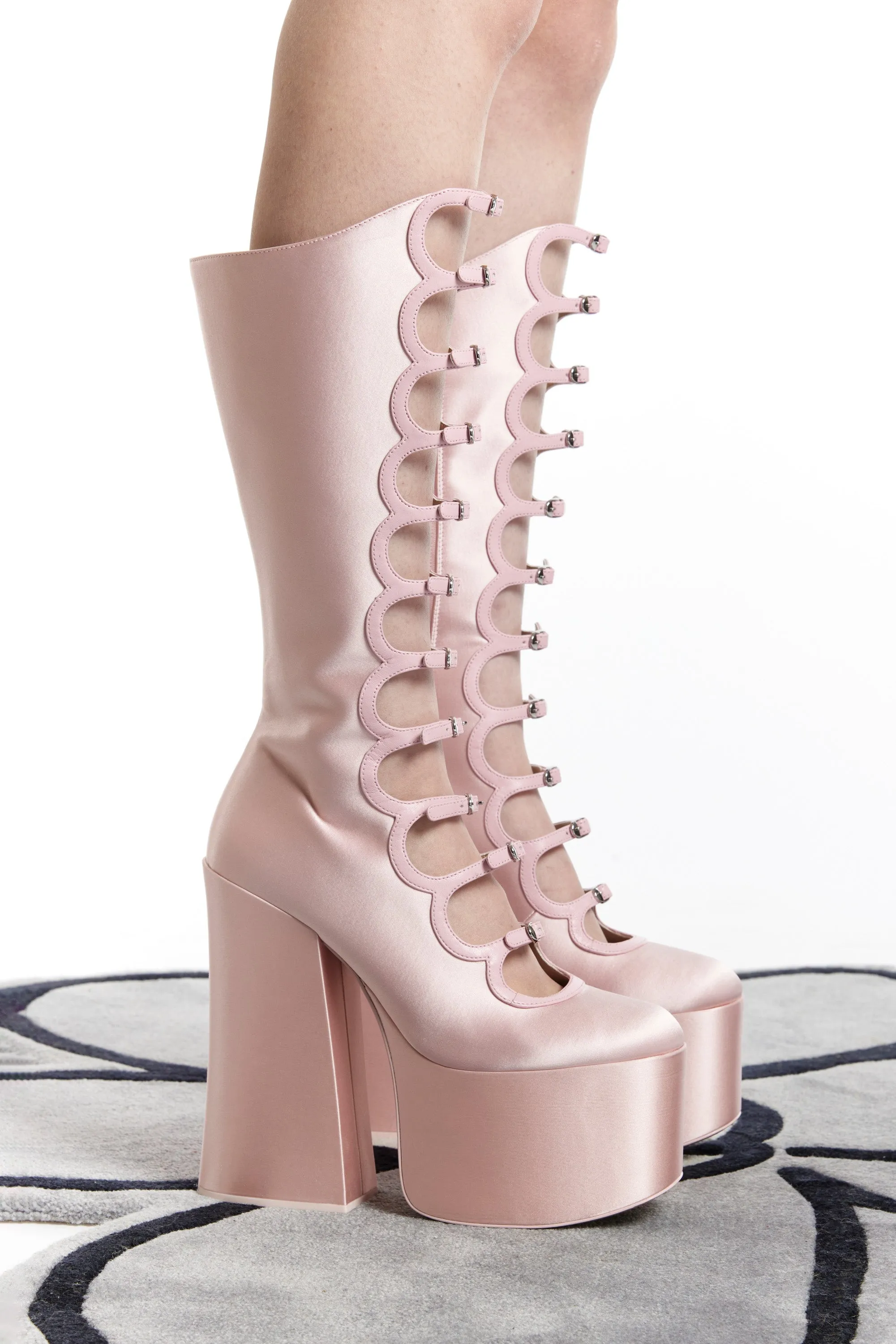 HEAVEN - SATIN MULTI BUCKLE KIKI BOOT