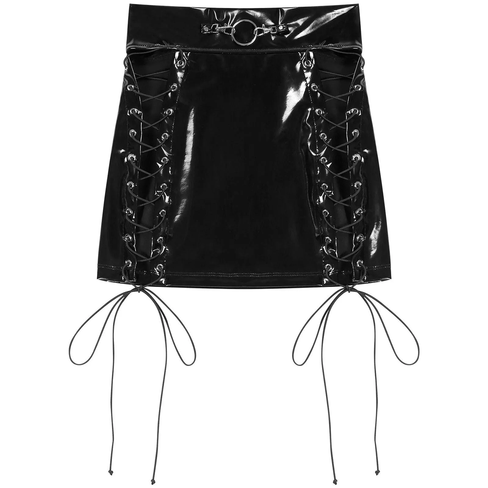 High Waist Zipper Back Lace-Up Mini Pencil Skirt