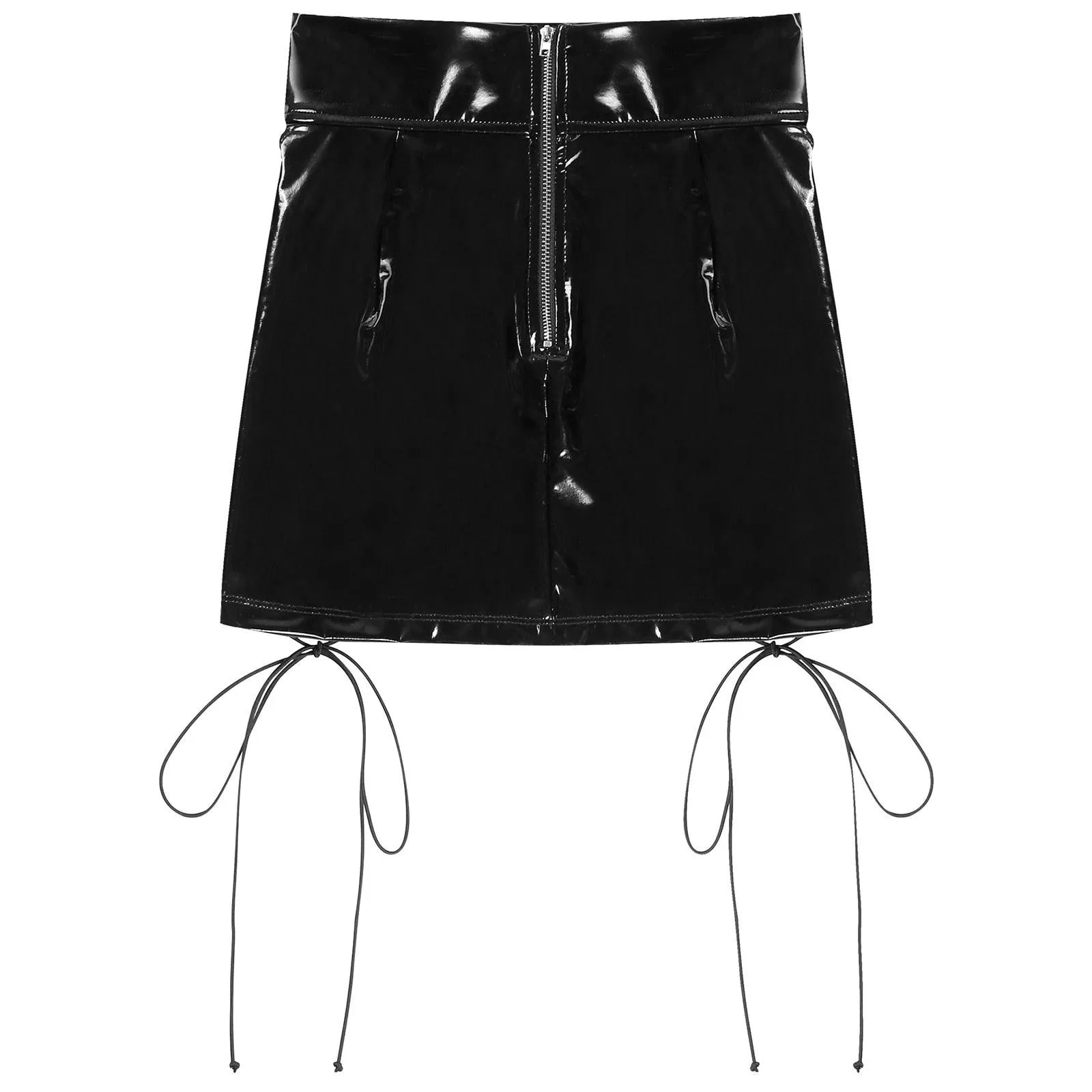 High Waist Zipper Back Lace-Up Mini Pencil Skirt