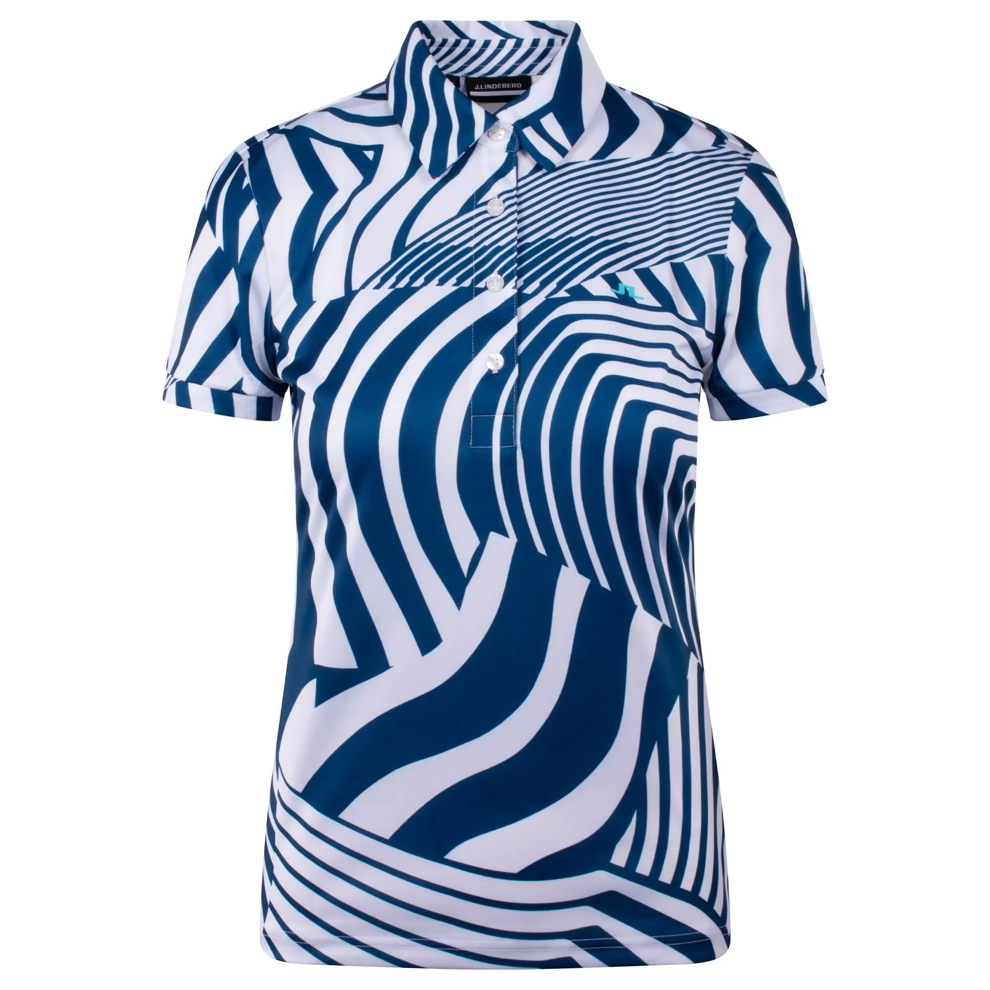 J Lindeberg Hailey Print Ladies Golf Polo Shirt Dazzle Wave Estate