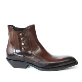 Jo Ghost 4755 Men's Shoes Brown Calf-Skin Leather Pitched Chelsea Boots (JG5337)