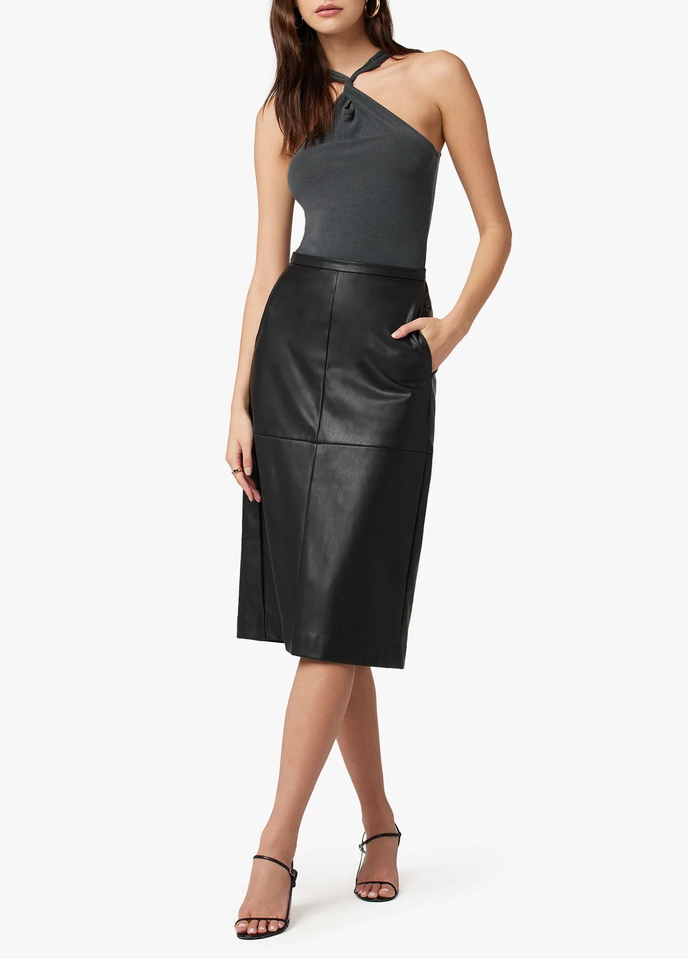 Joe's Jeans Doreen Cross Seamed Vegan Leather Skirt