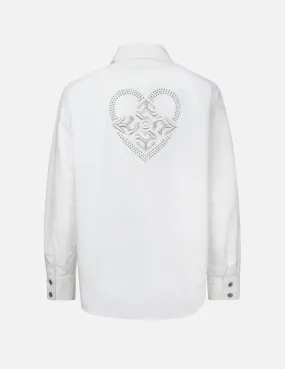 Kamon Embroidery and Heart Shape Rhinestone Relax Fit Shirt Jacket