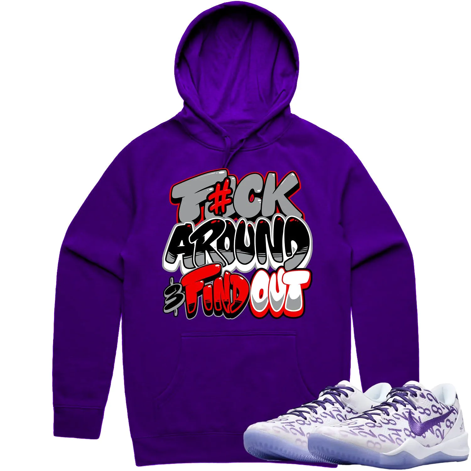 Kobe 8 Court Purple 8s Hoodie to Match - RED F#CK