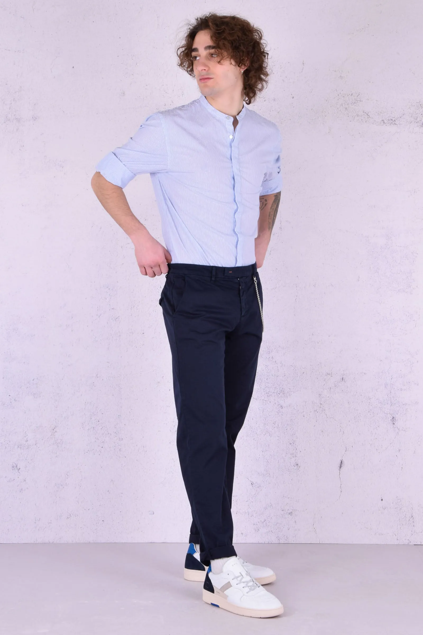 Lampo Chino Slim Cotone Blu