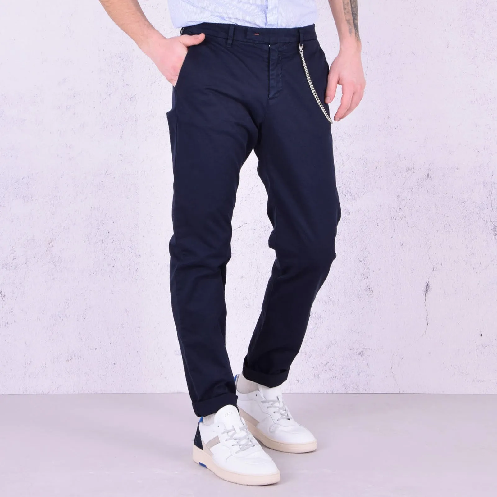 Lampo Chino Slim Cotone Blu