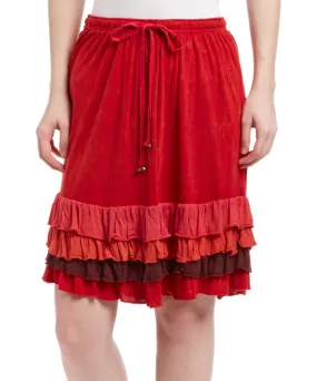 Layered Ruffled Viscose Mini Skirt