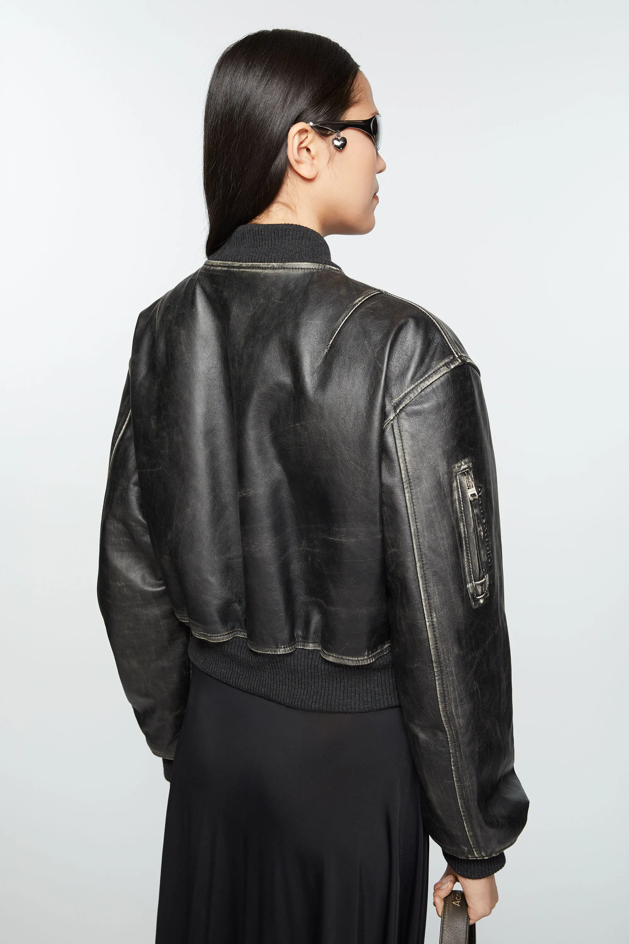 Leather bomber jacket