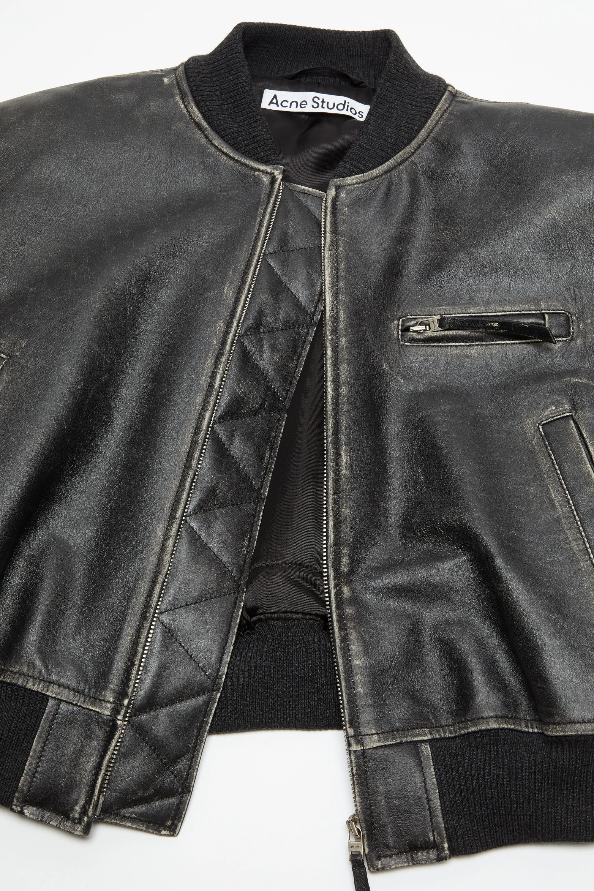 Leather bomber jacket