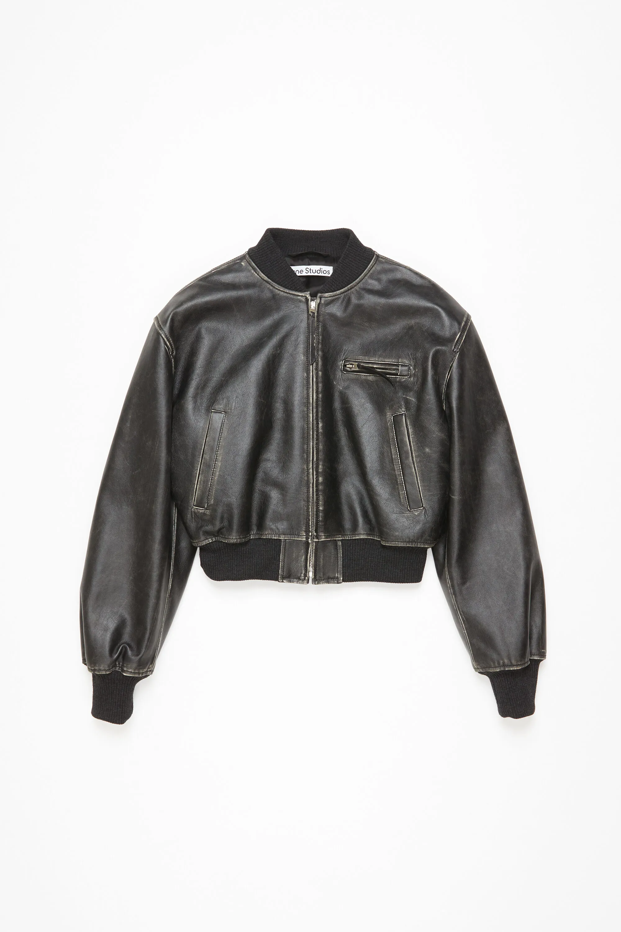 Leather bomber jacket