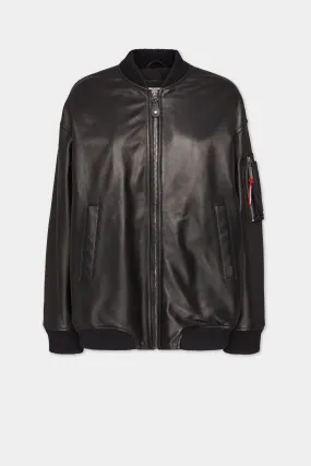 Leather Oversize Bomber Jacket