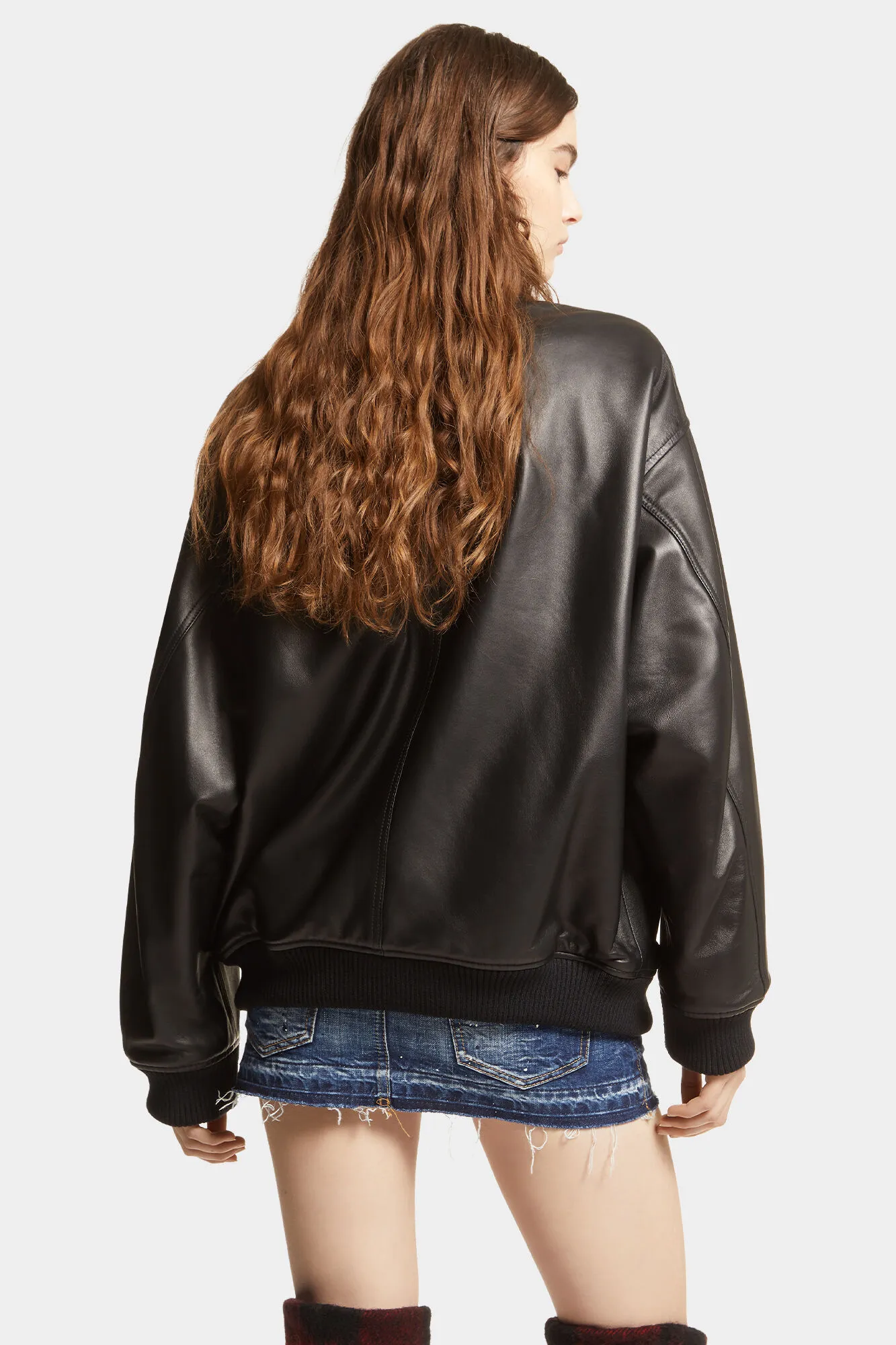 Leather Oversize Bomber Jacket