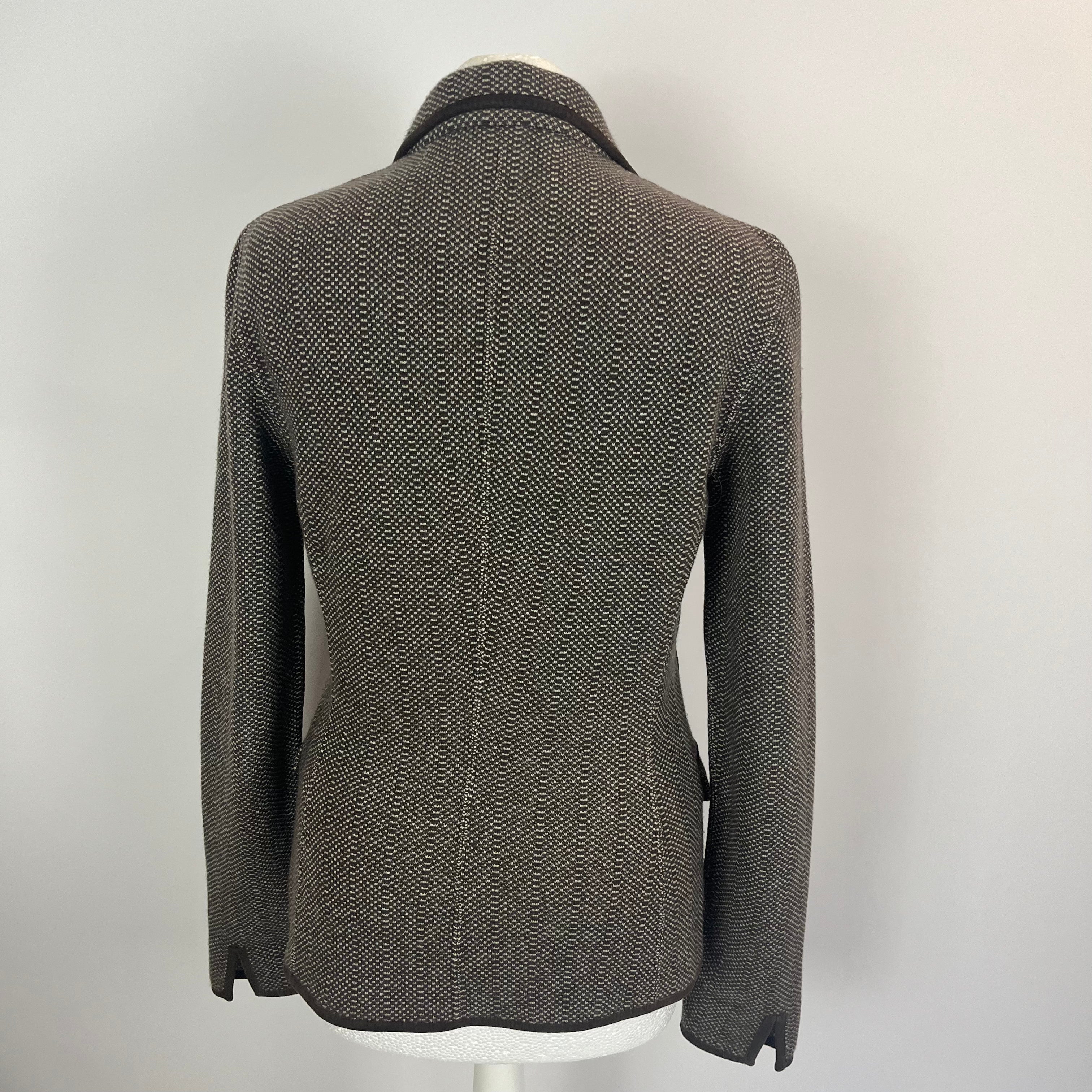 Loro Piana Brown & Ecru Knit Cashmere Jacket S