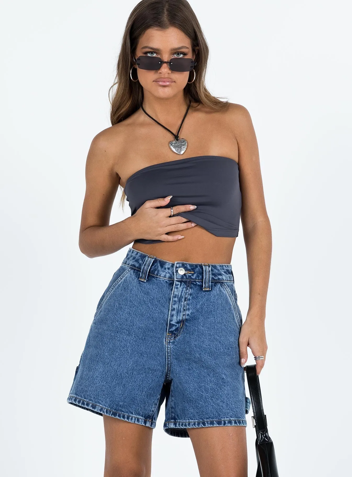 Lou Carpenter Denim Shorts Mid Wash Lower Impact