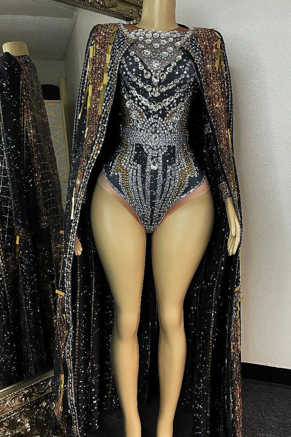 Love Goddess Diamante Bodysuit Set (Ready To Ship)