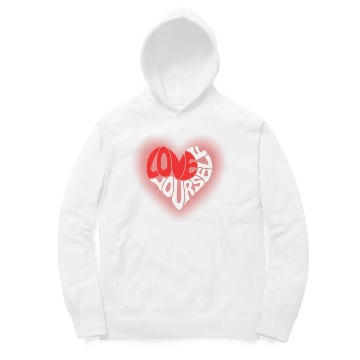 Love-Yourself Typographic Print Cotton Hoodie For Men and Women