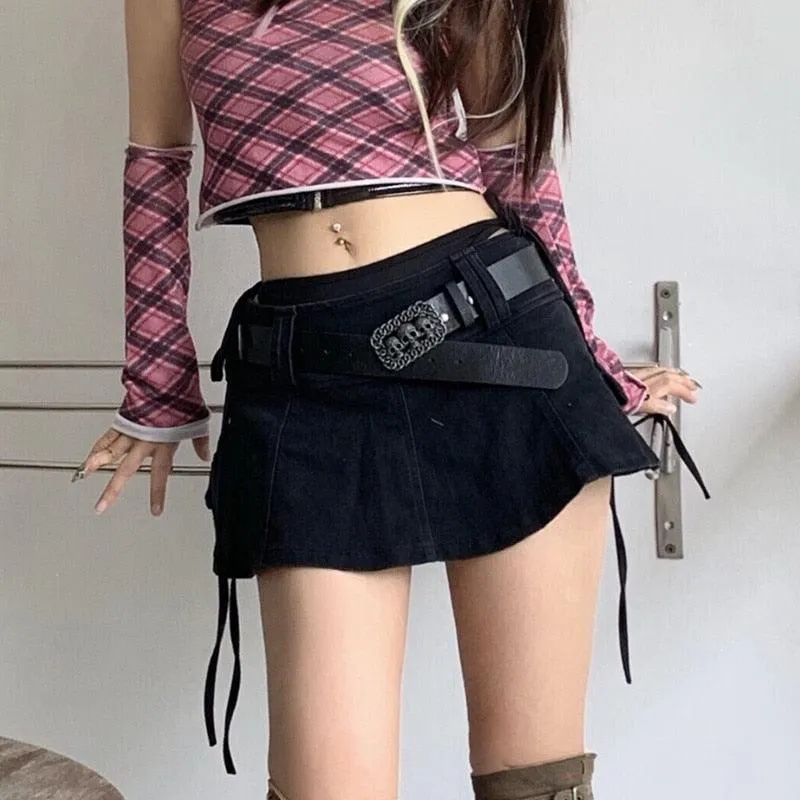 Low Waist Mini Skirt Gothic Waistband