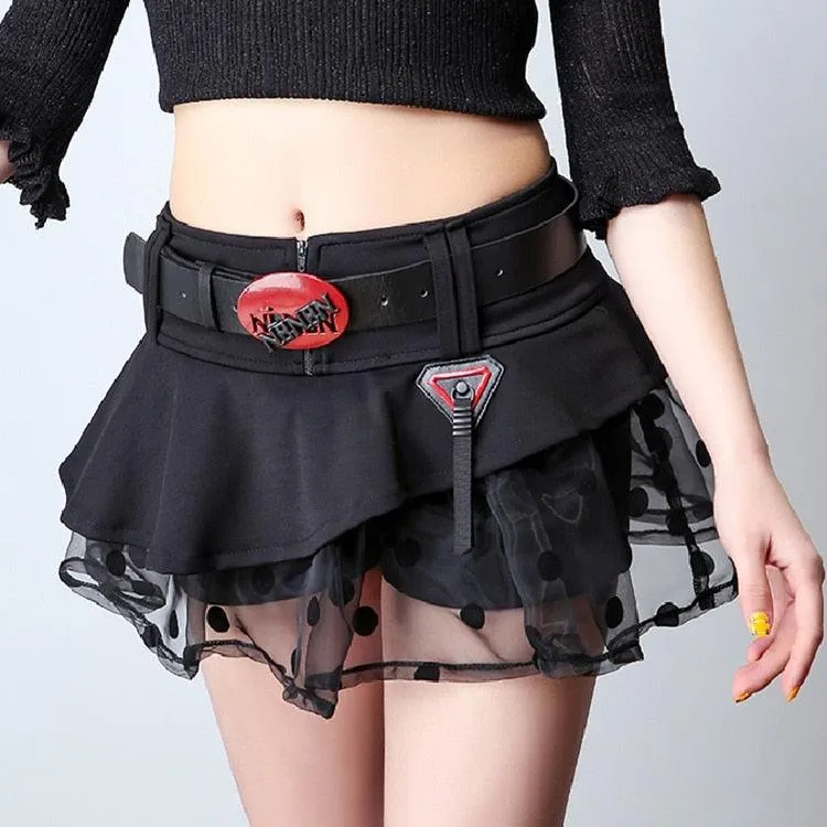 Low Waist Mini Skirt Gothic Waistband